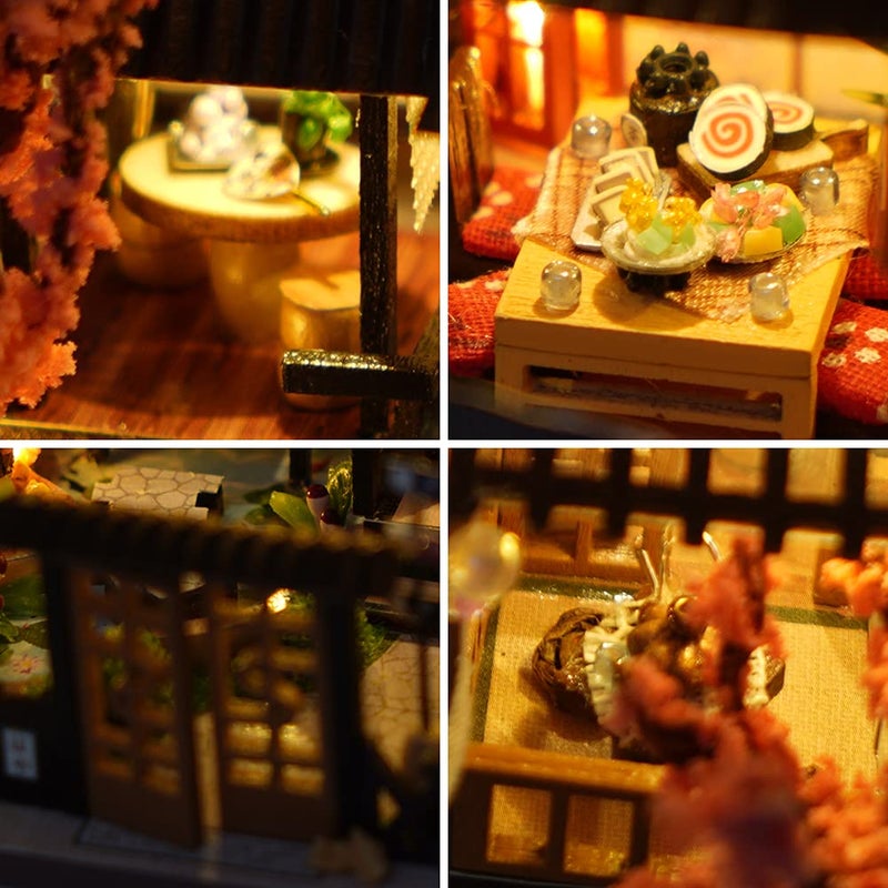 TOPBSFARNY Miniature Wooden Dollhouse Japanese/Seaside/Car House Market DIY Doll House Kit Villa Building 3D Model Creative Gifts for Friend and Parents (Japanese Style Villa) - Image 5
